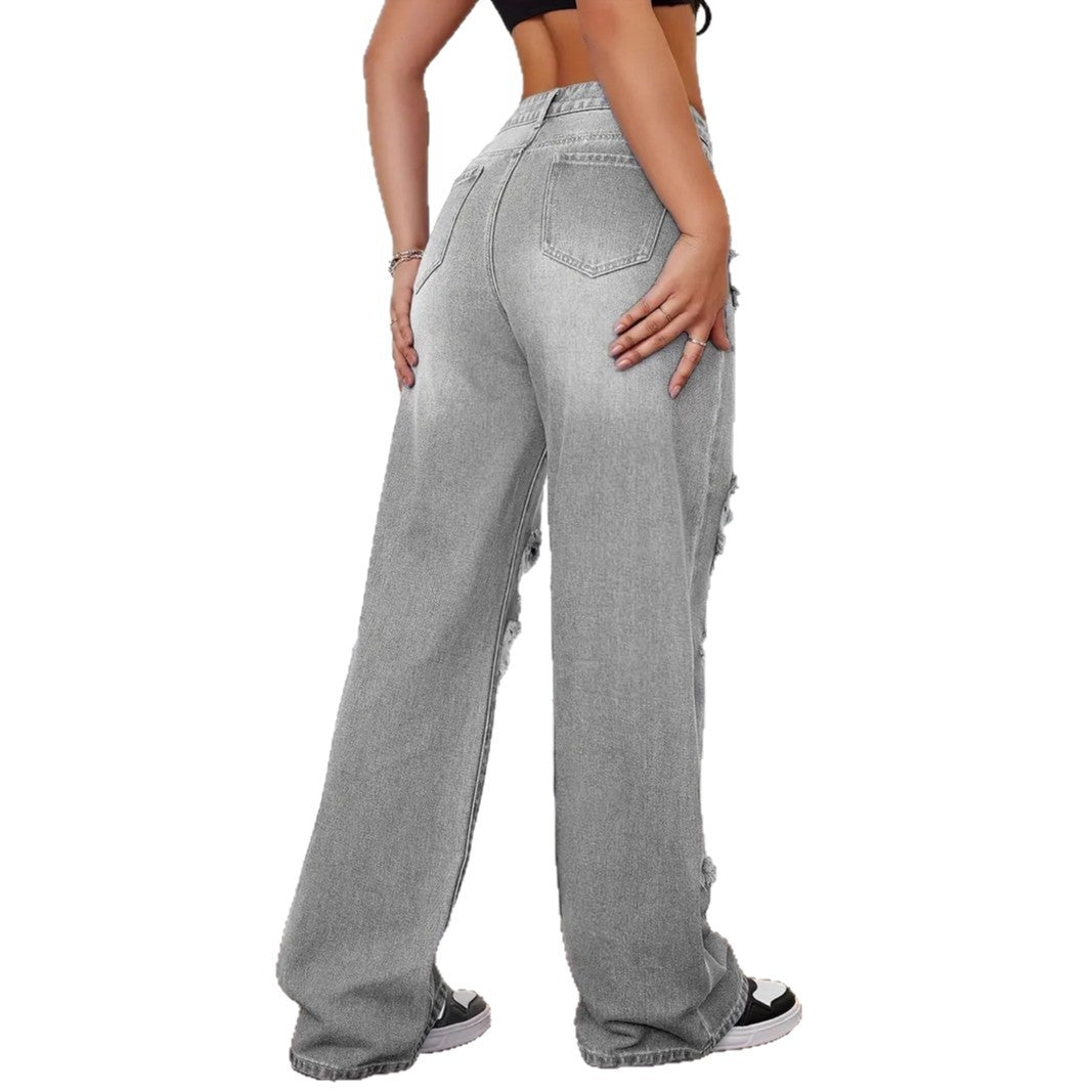 Classic high waisted straight jeans