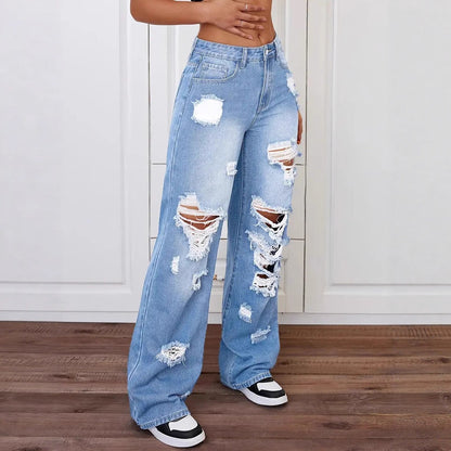 Classic high waisted straight jeans