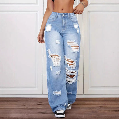 Classic high waisted straight jeans