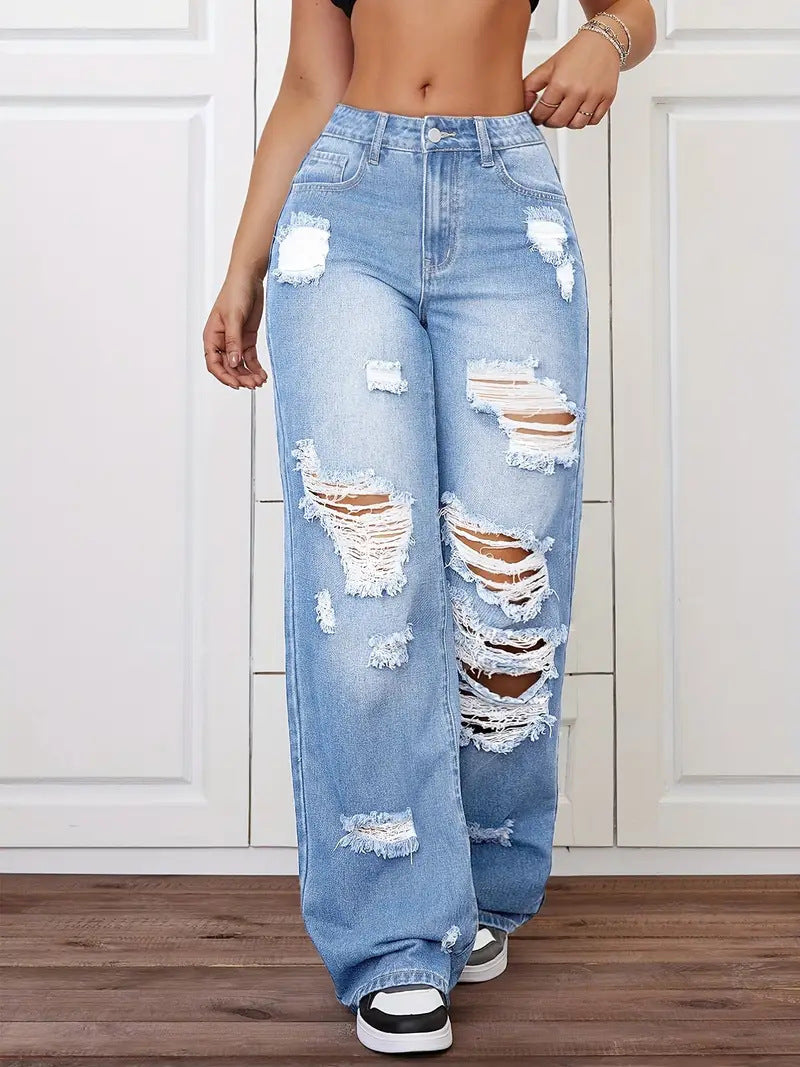 Classic high waisted straight jeans