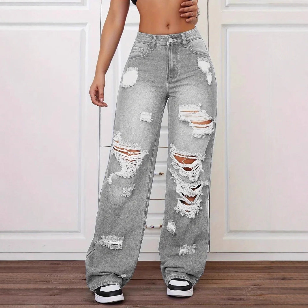 Classic high waisted straight jeans
